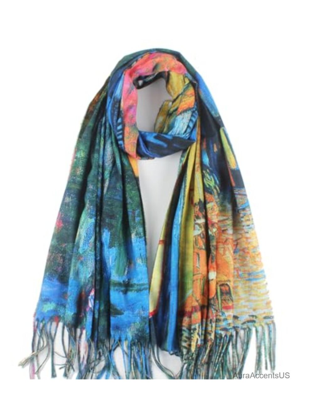 Cashmere Feel Viscose Scarf Large Shawl Wrap Winter Warm Art Print